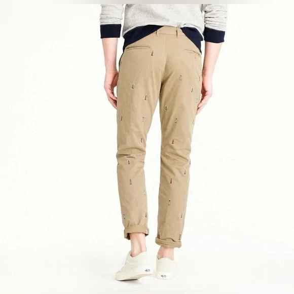 J. Crew 770 Khaki Chinos with Embroidered Lighthouses Size:33/30